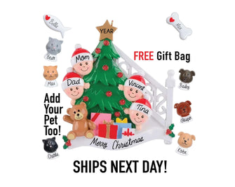 2025 Personalized Family Christmas Ornaments - Gift Custom Family with Pet Dog Cat Grandkids Stairs Family 2 3 4 5 6 7 8 9 10 11 12 People